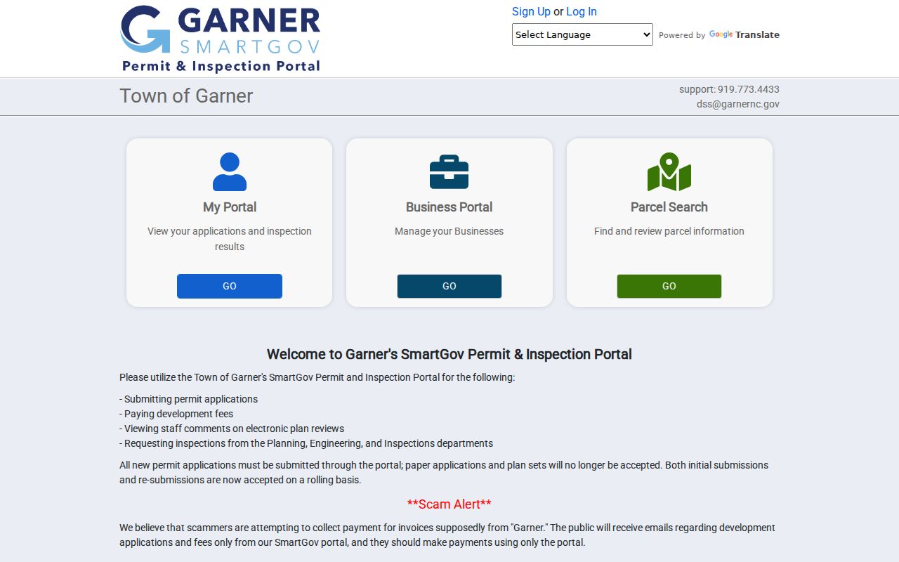 Garner residents directory SmartGov parcel search portal
