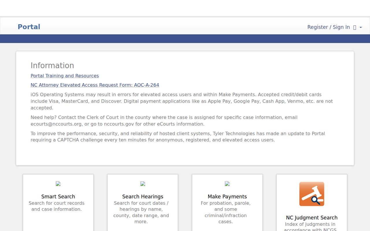 Garner residents directory North Carolina eCourts portal