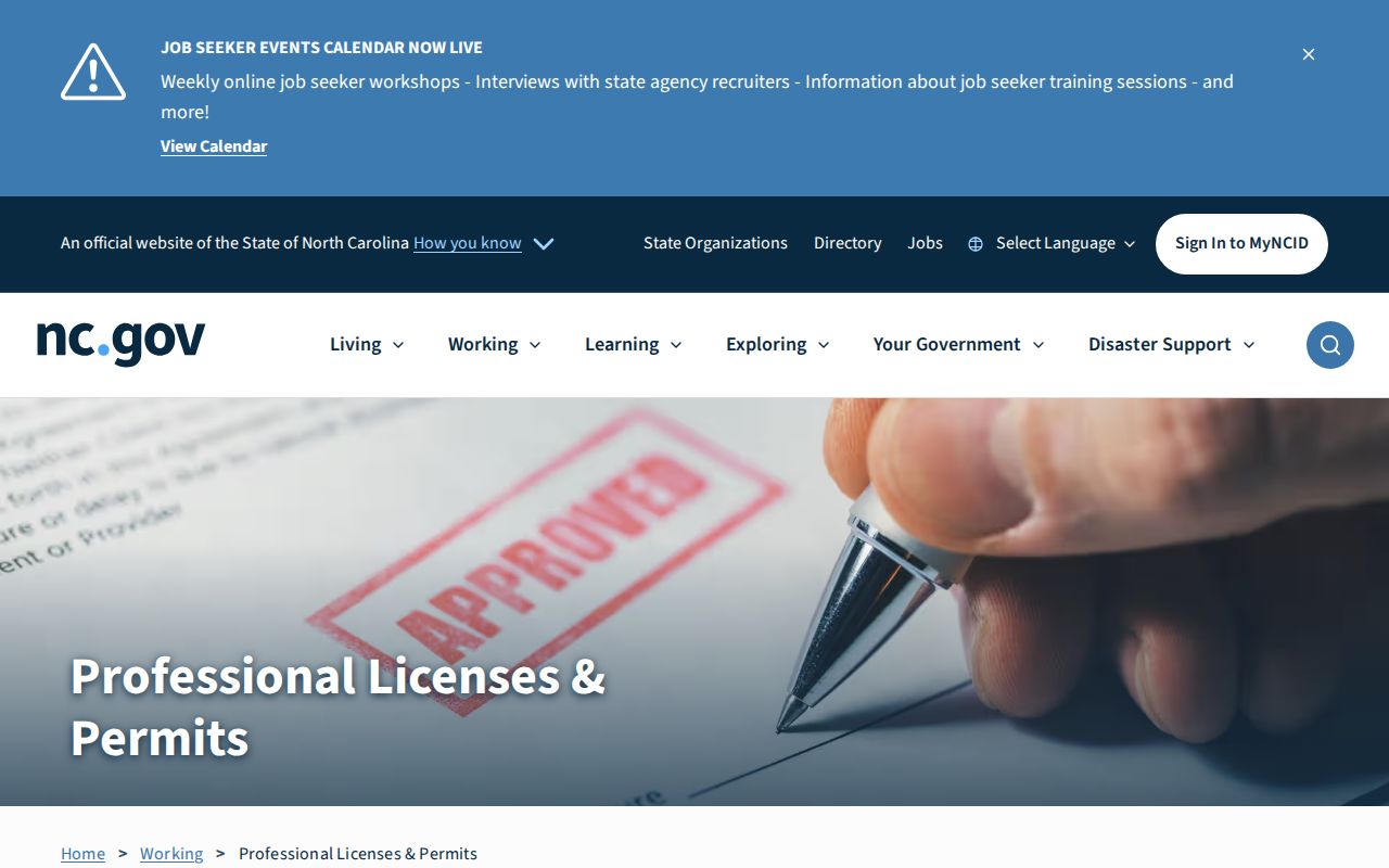 Garner residents directory North Carolina professional license portal