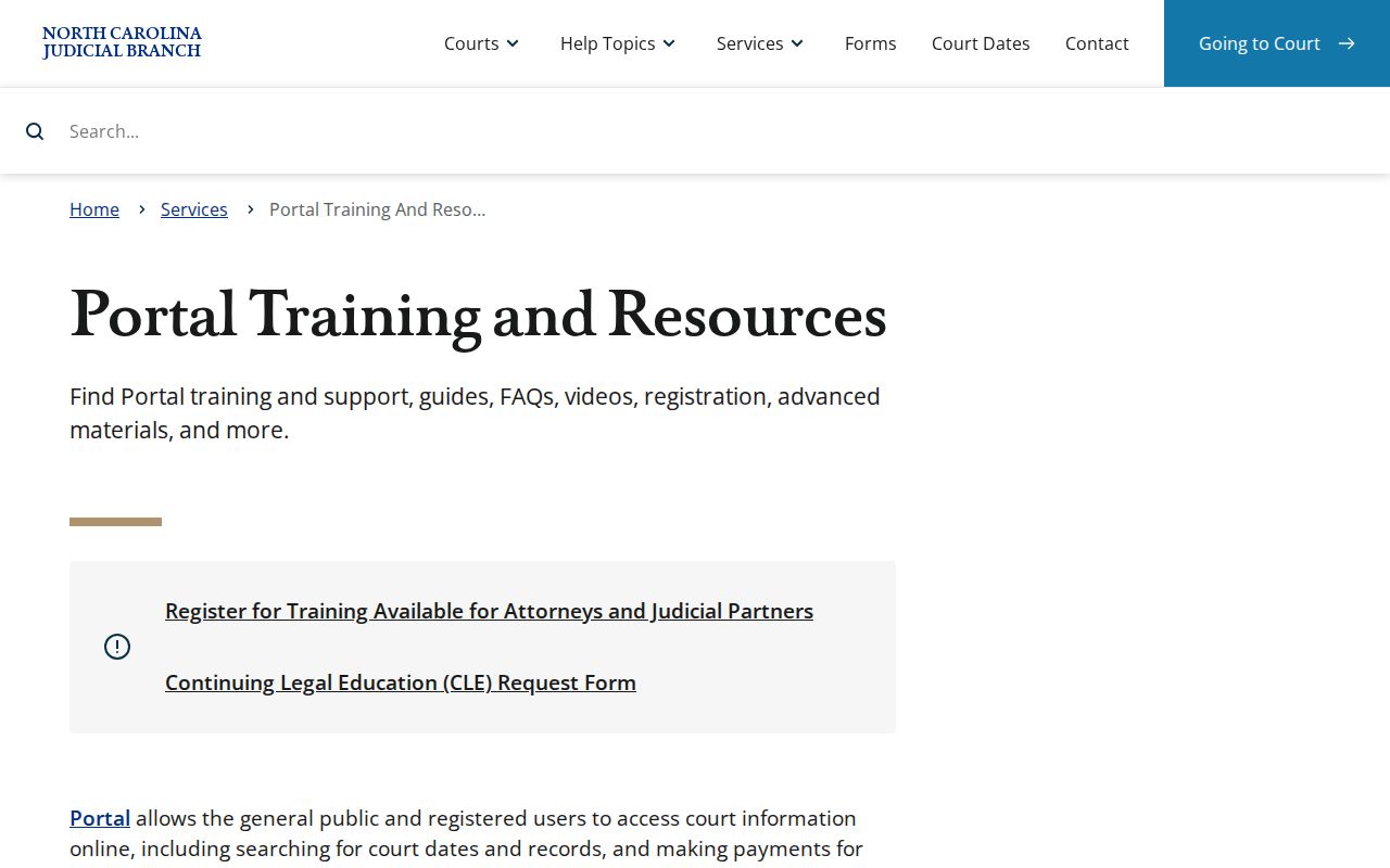Garner resident lookup NC eCourts Portal training resources