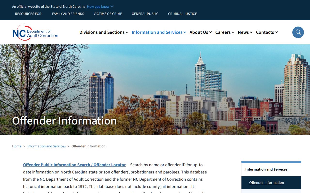 Garner resident lookup North Carolina Adult Correction offender search