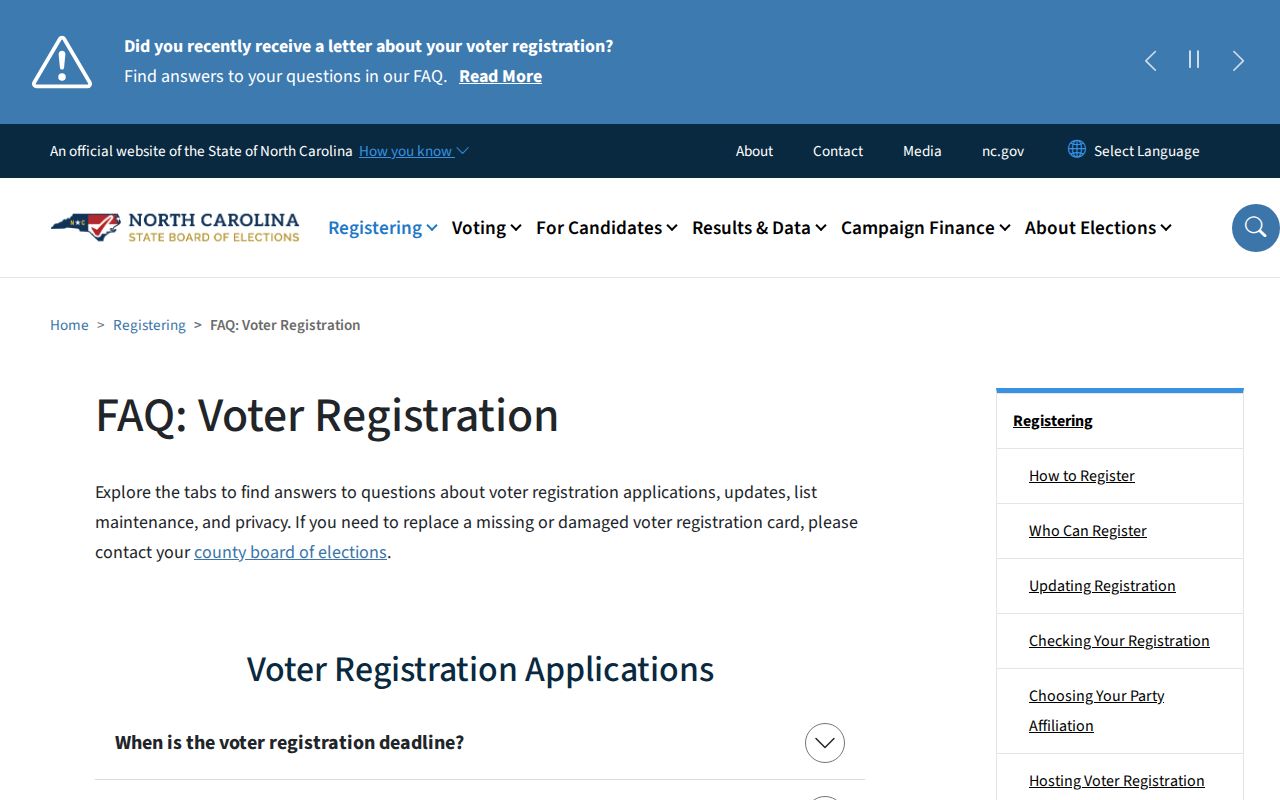 Garner ZIP code directory reference to North Carolina voter-registration privacy rules
