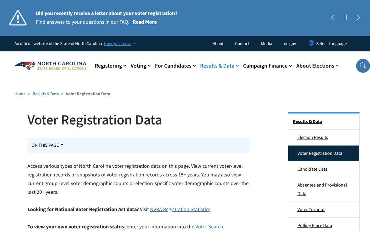 Garner ZIP code directory reference to North Carolina voter-registration data